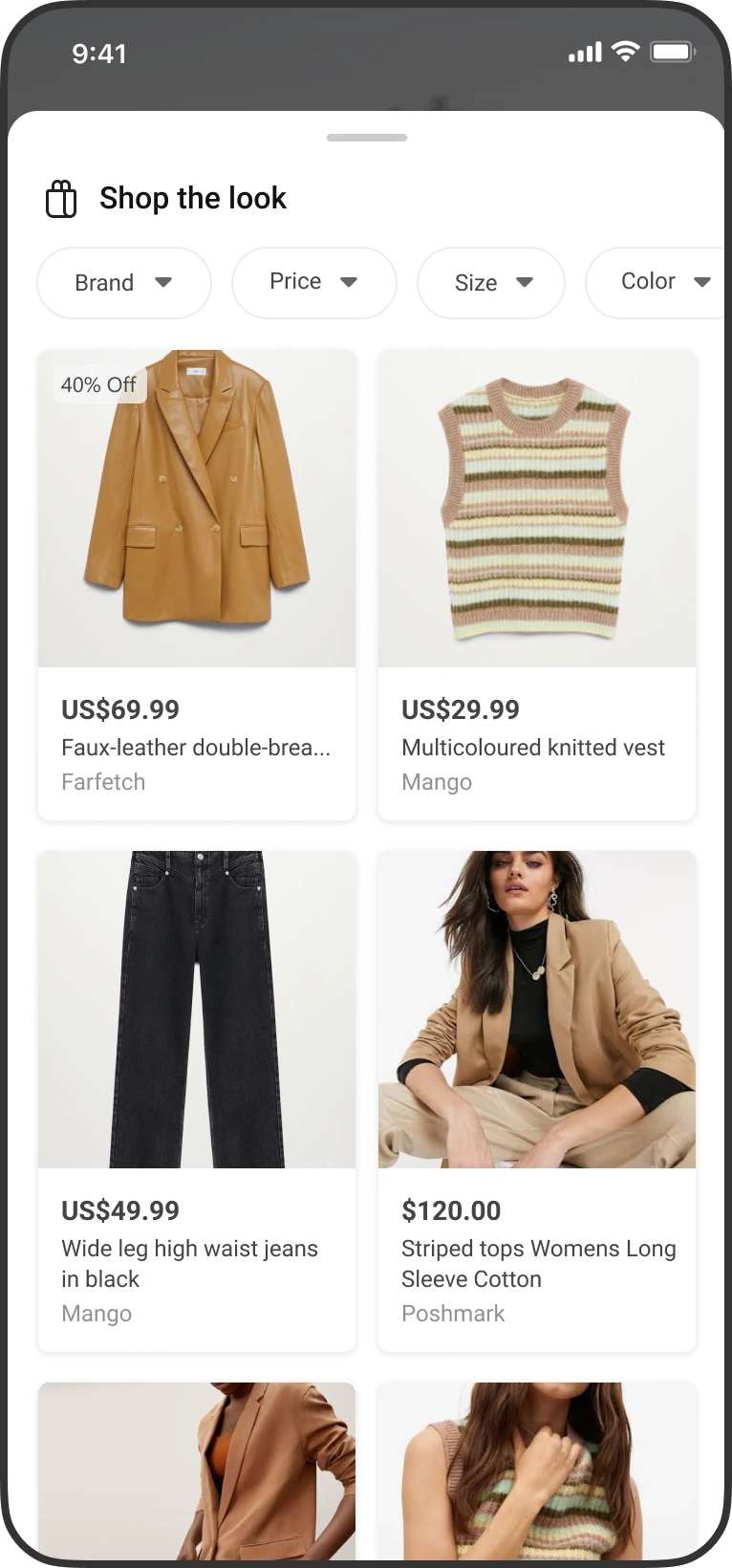 Matching products listed with prices and offers.