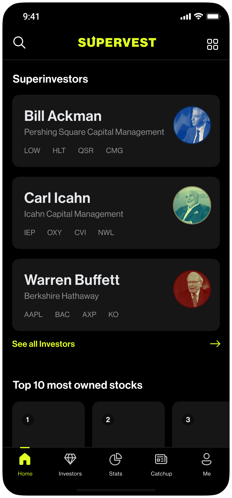 Portfolio updates screen one