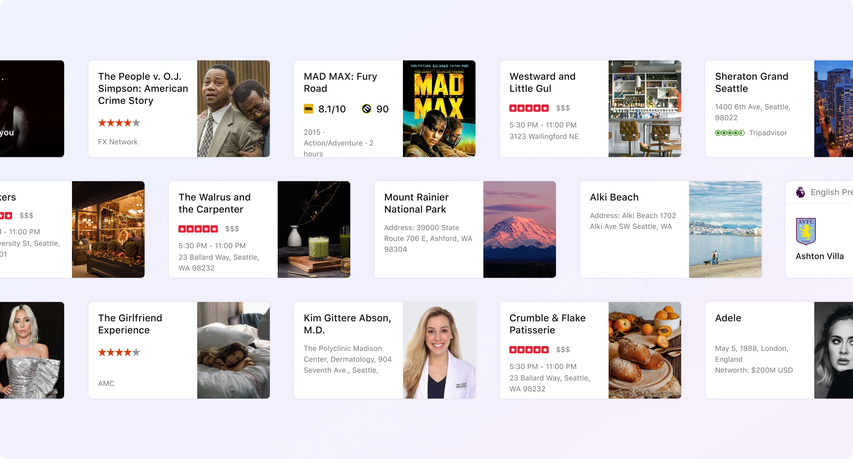 The Bing card framework