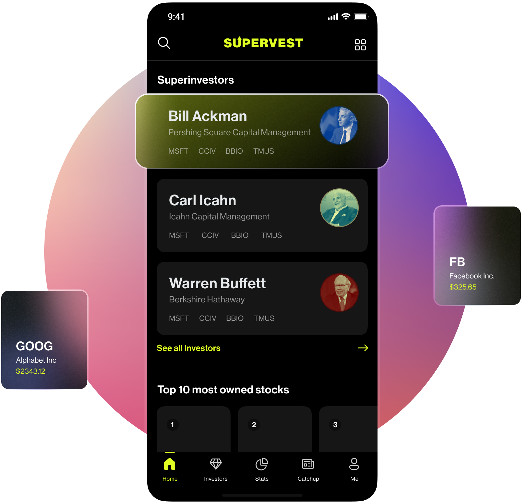 Supervest app concept on iPhone