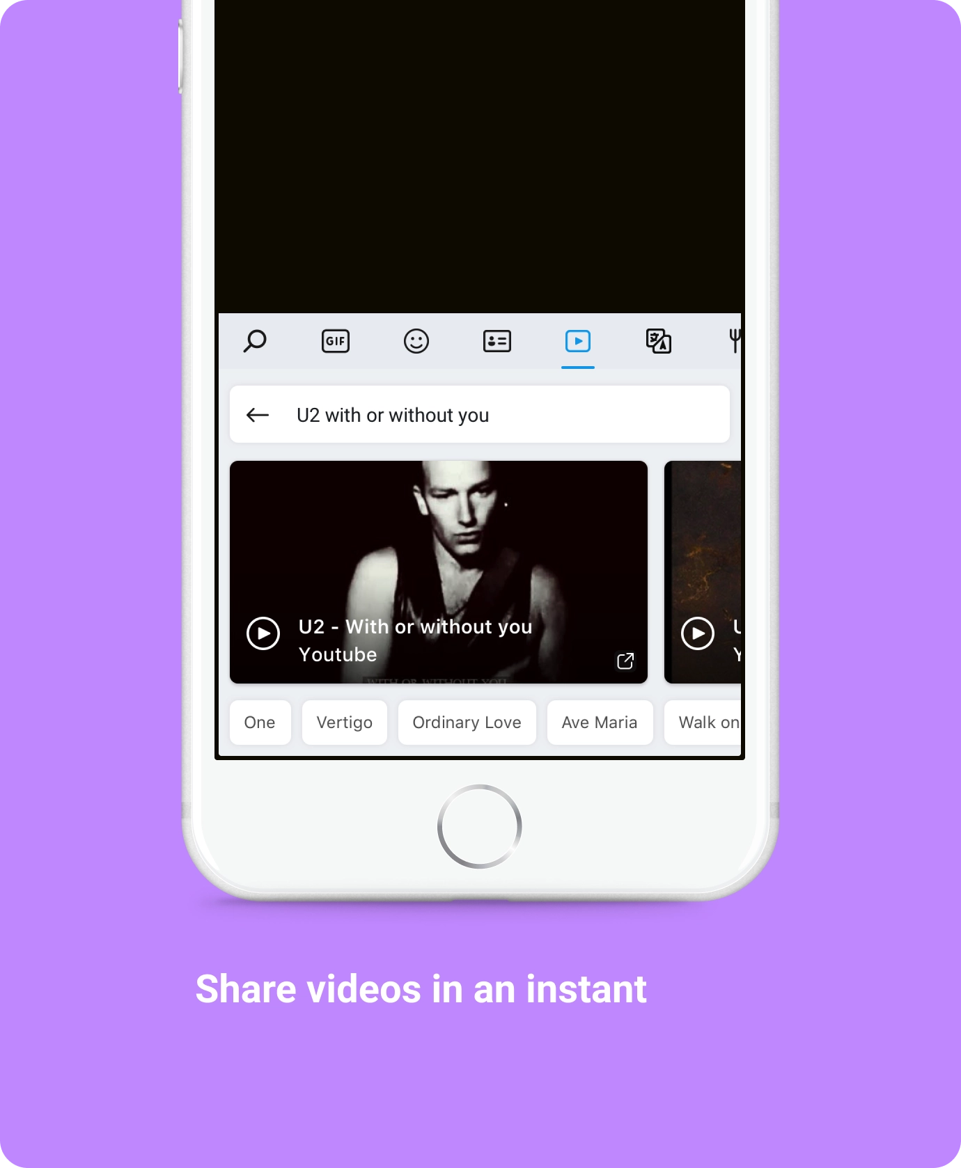 Sharing videos from the keyboard