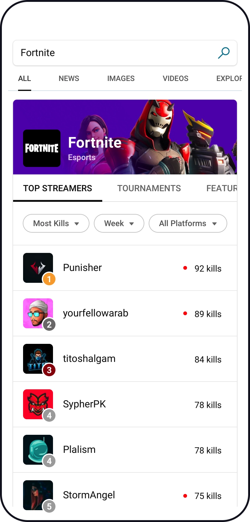 Esports mobile experience two