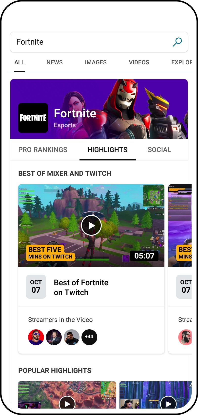 Esports mobile experience three