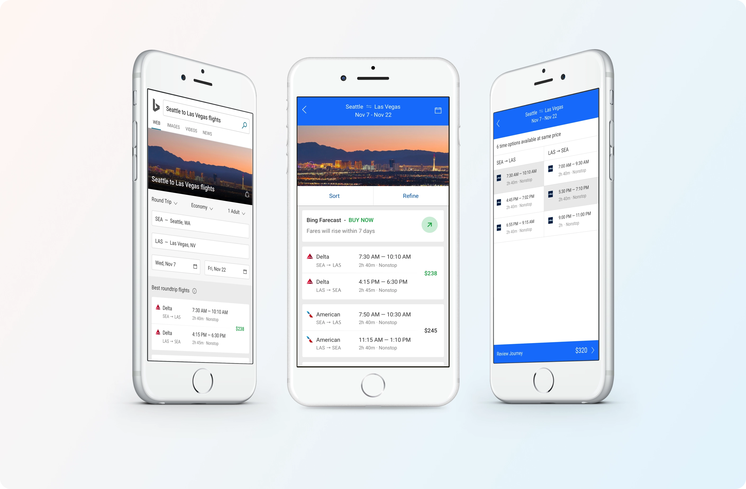 Flight booking search results