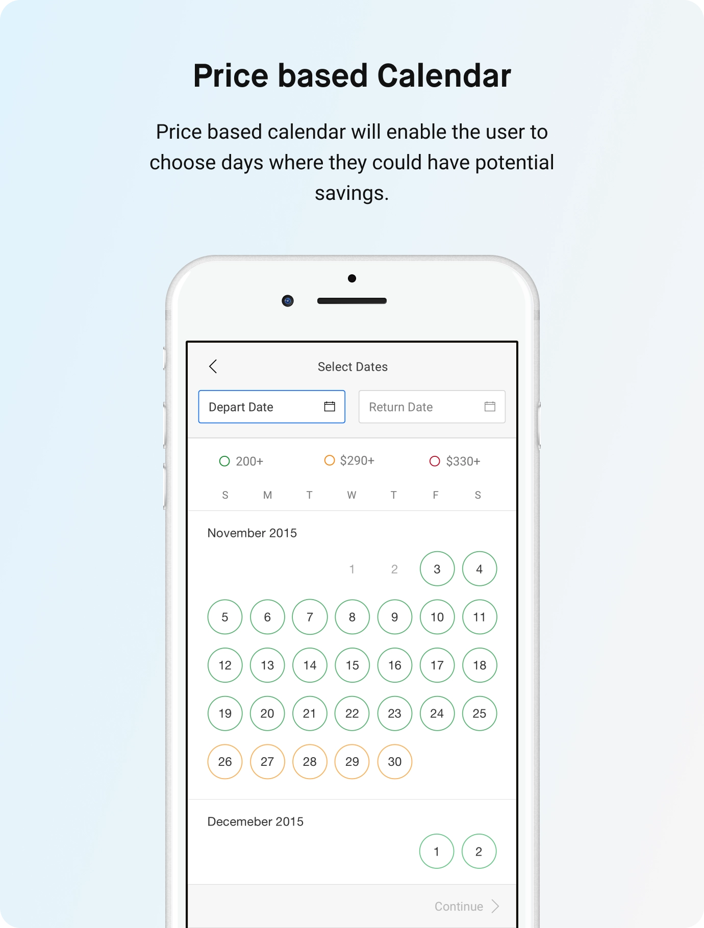 Flight booking mobile screen two