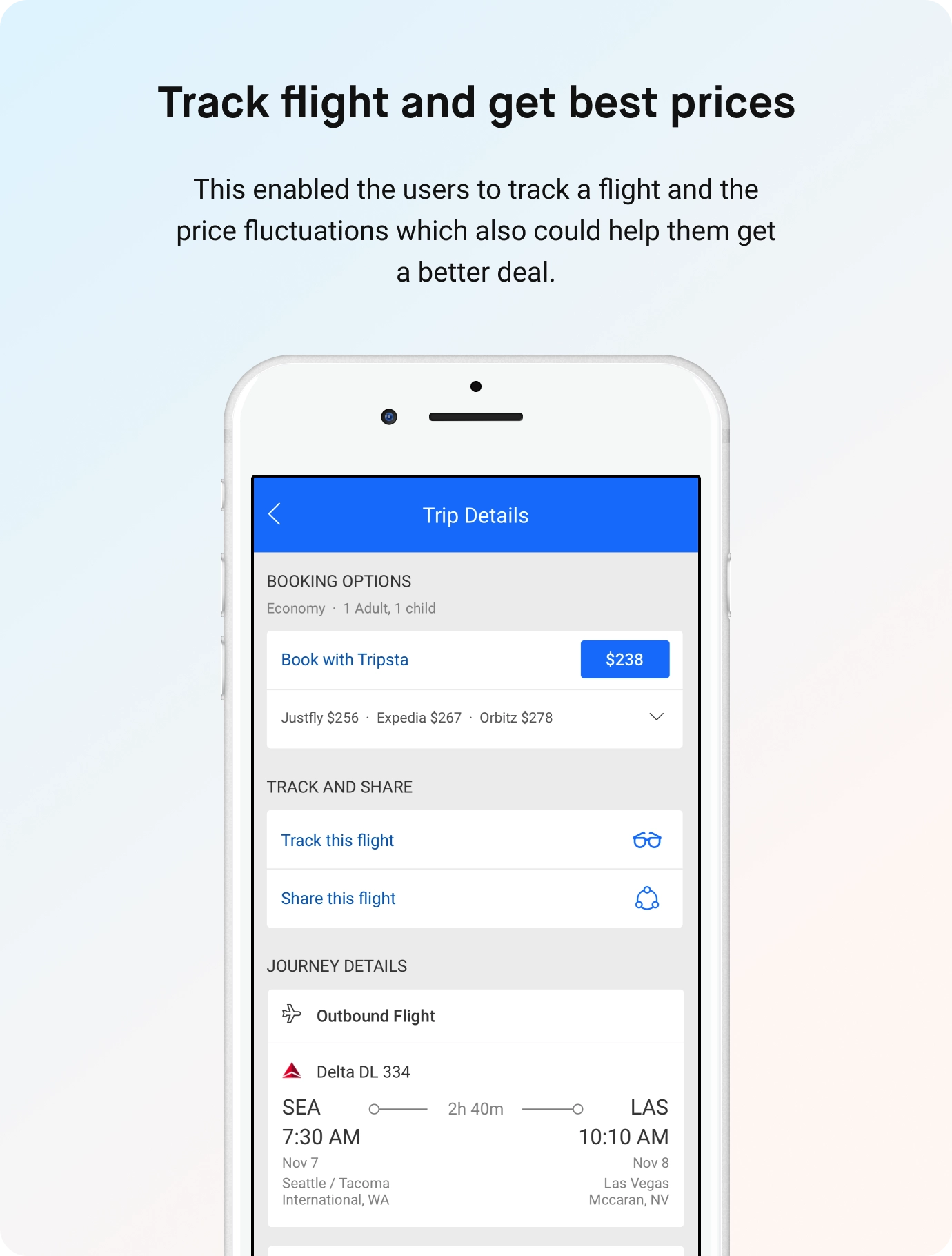 Flight booking mobile screen four