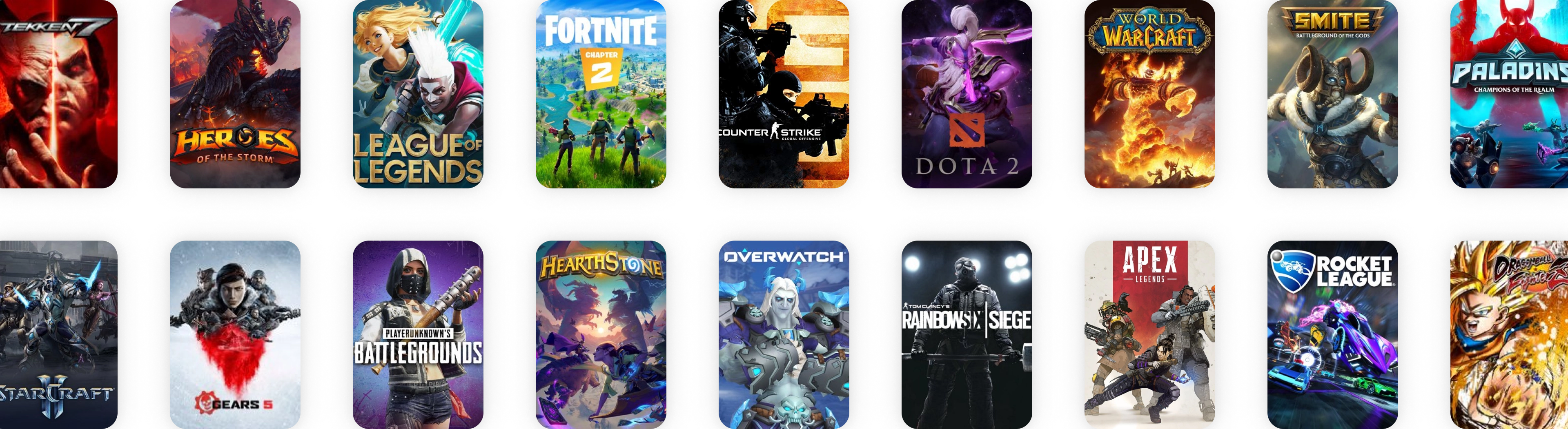 Supported esports game titles