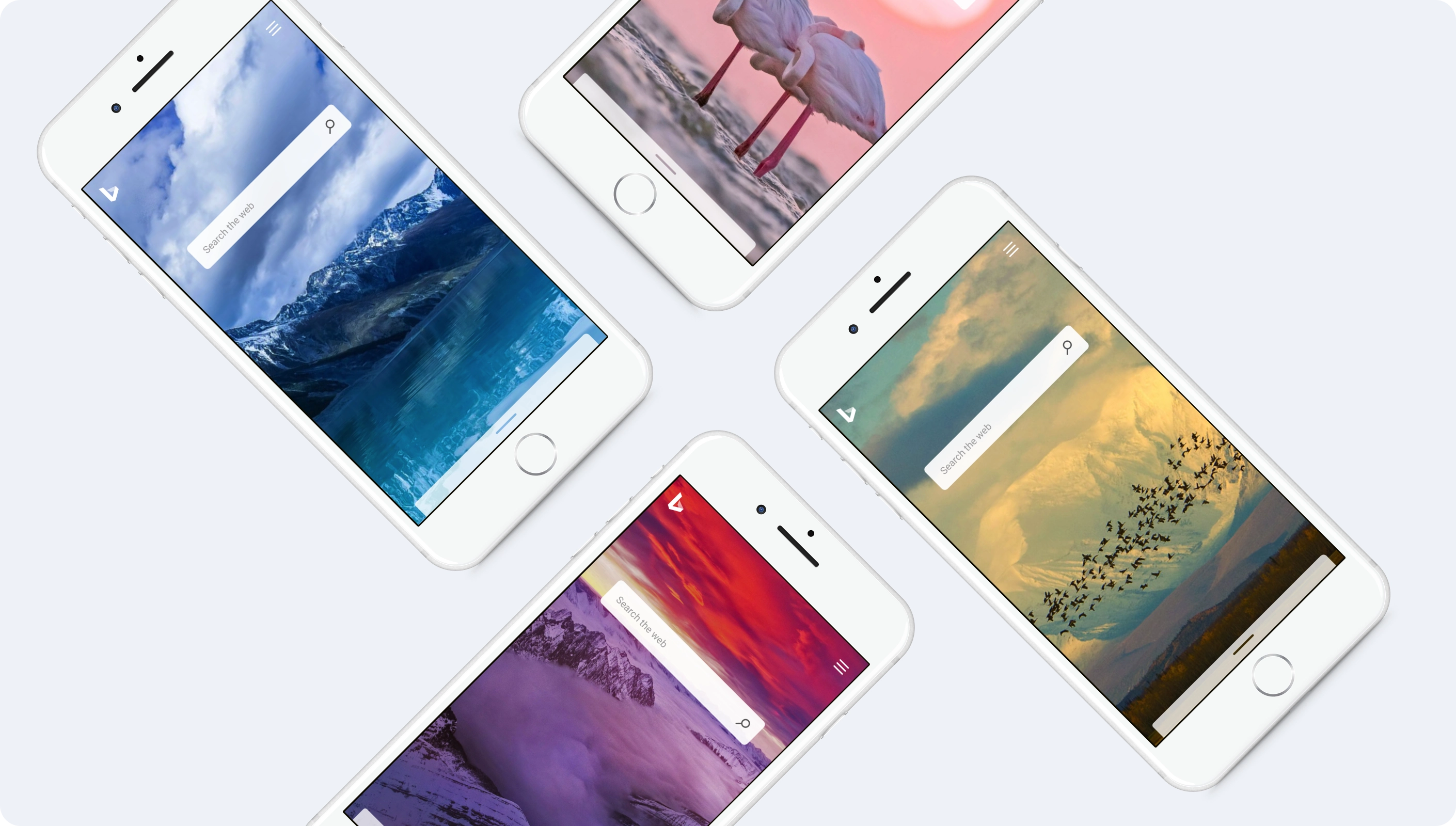 Redesigned Bing homepage on mobile