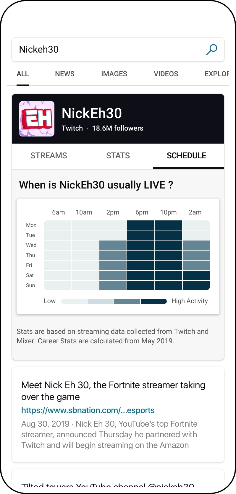 Streamer online schedule