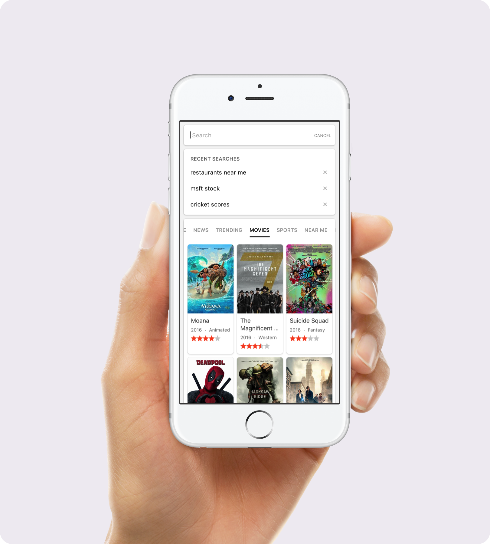 Search entry state with trending topics