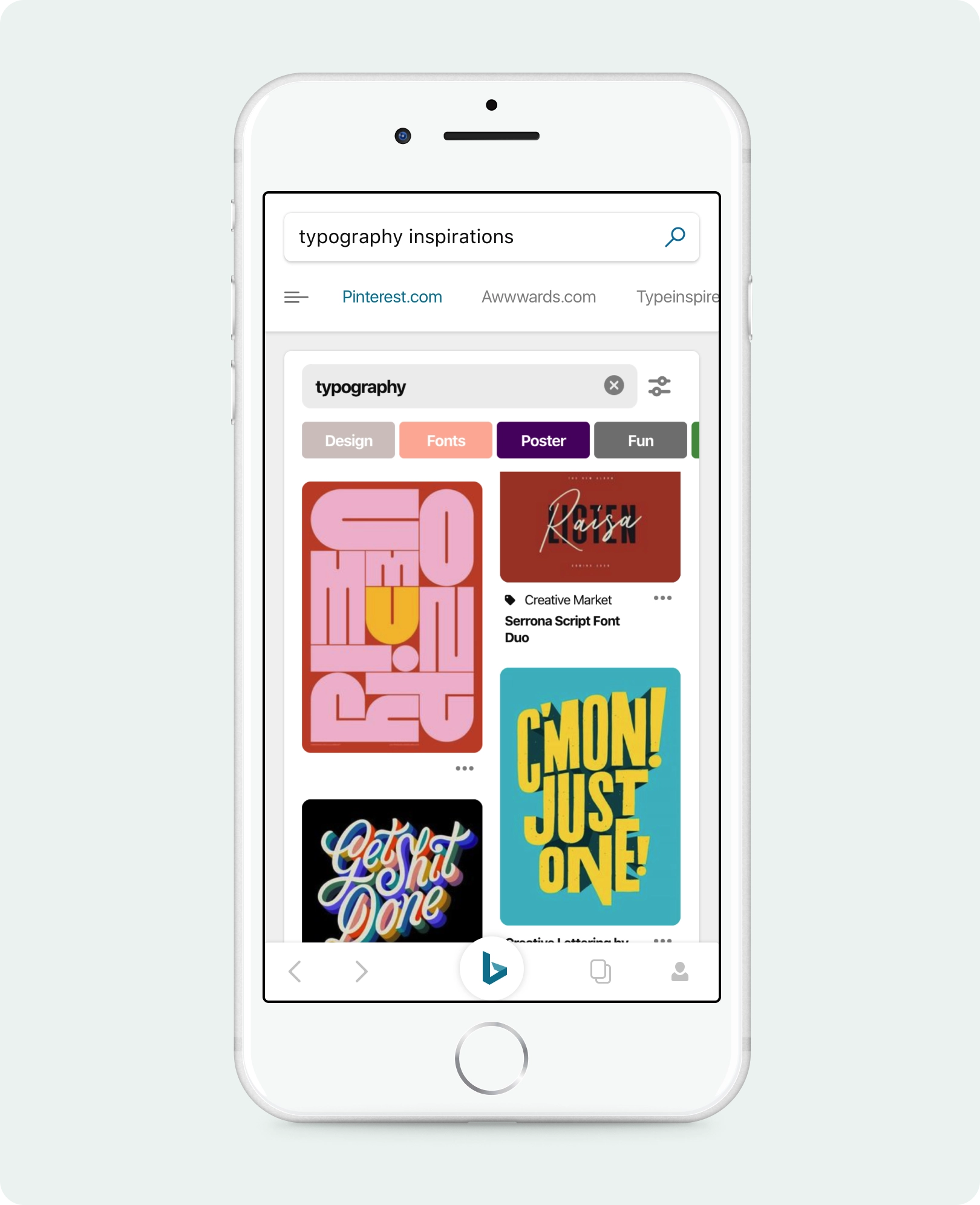 Swipe between results interaction