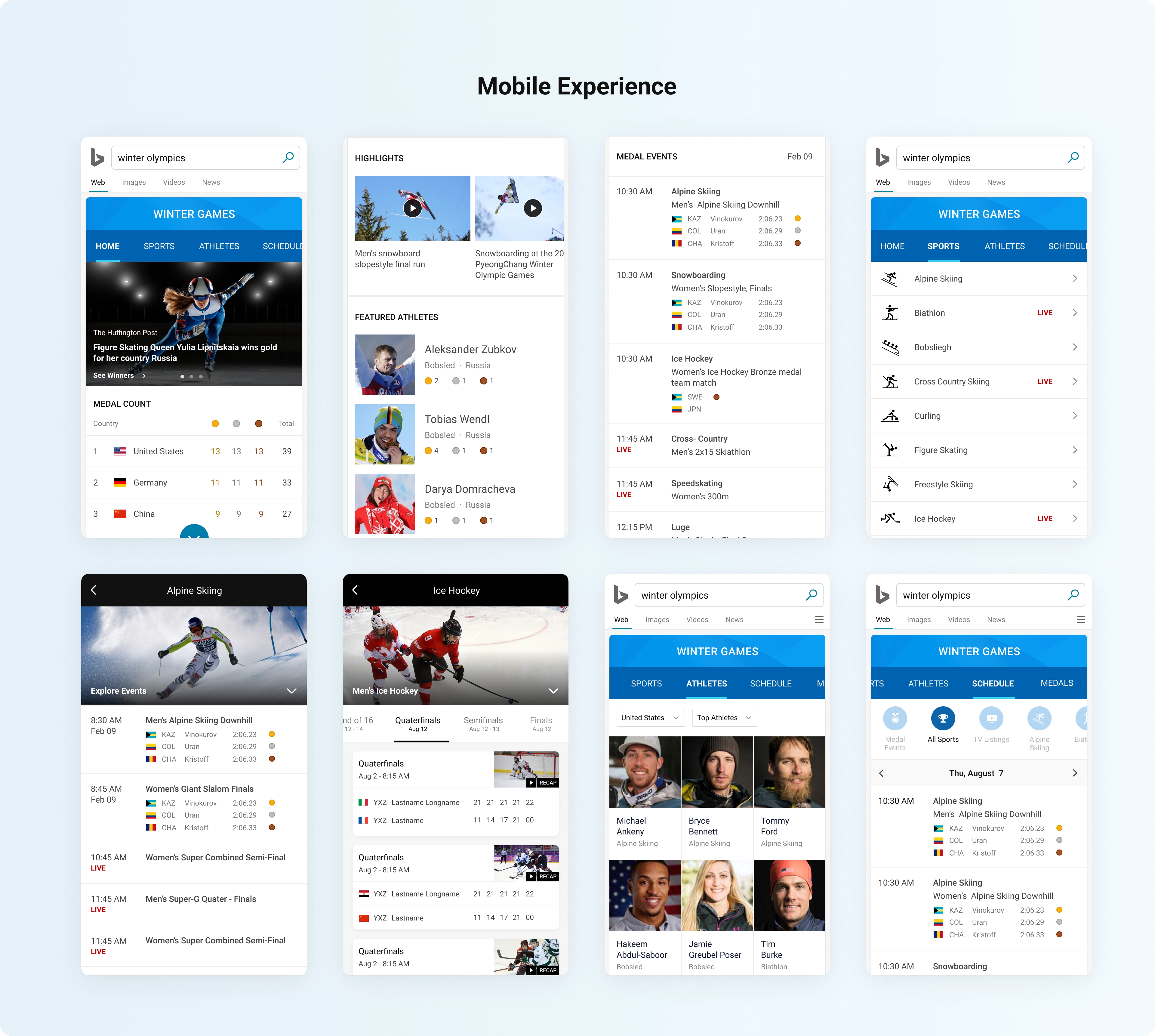 Sports experiences across devices
