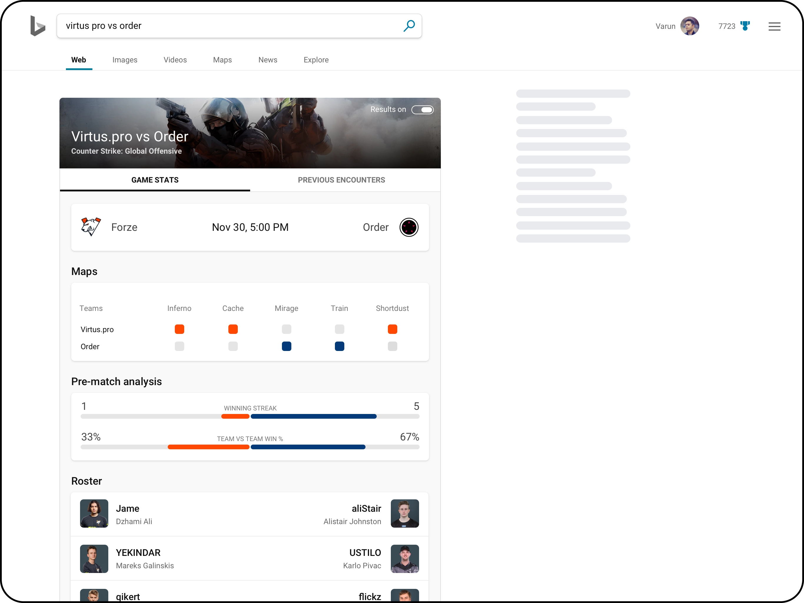 CS:GO match stats