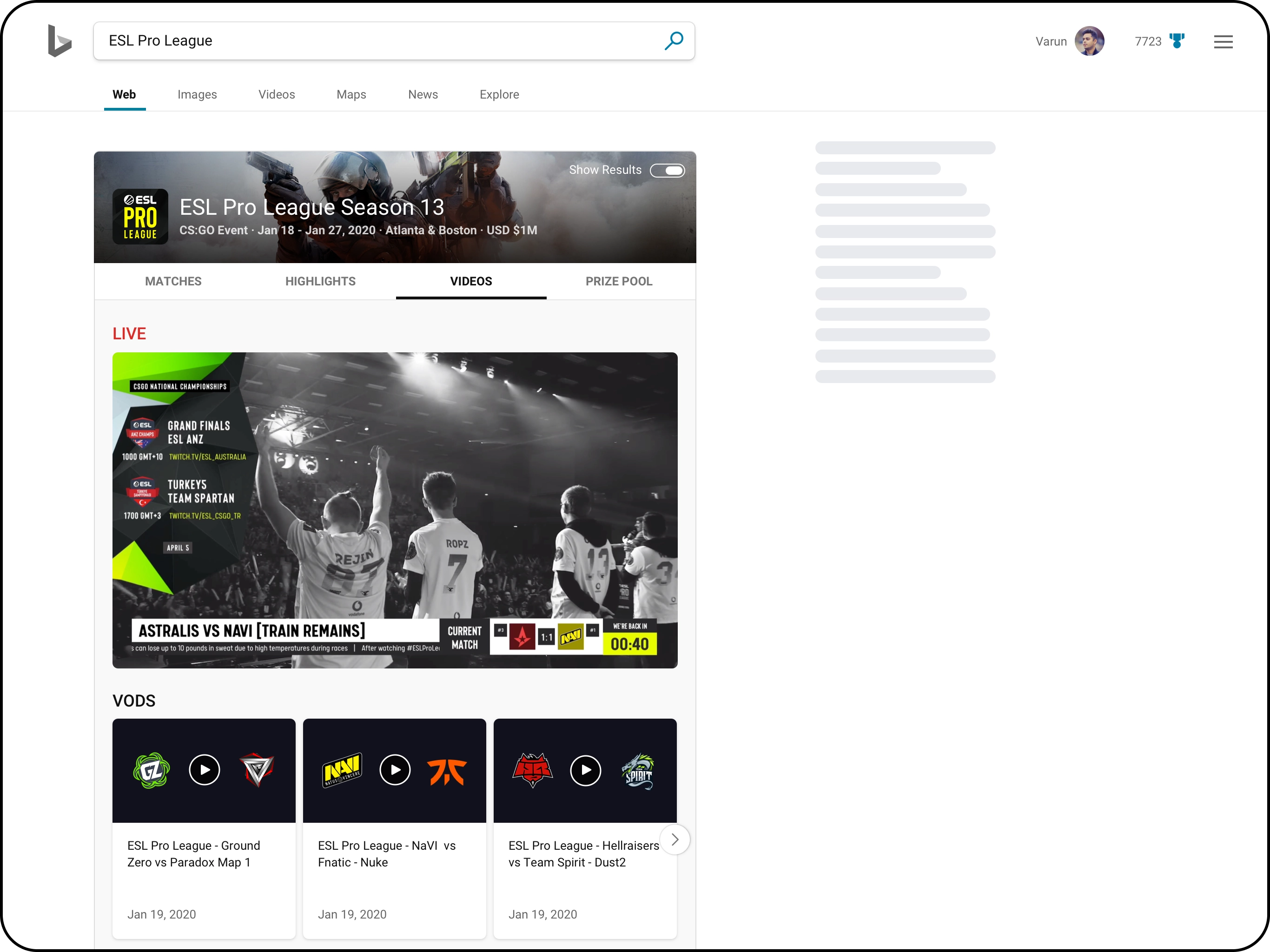 Tournament videos module